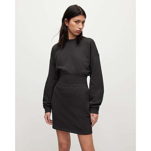 Allsaints Australia Womens Carisa Sweater Mini Dress Black AU41-538